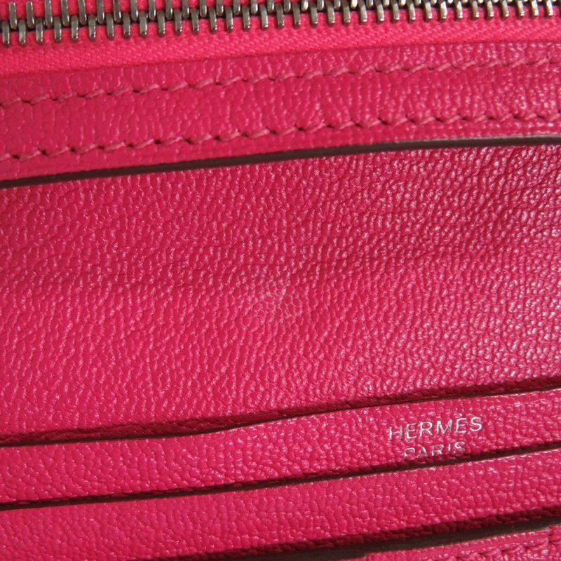 エルメス 長財布 ベアンスフレ マチ有り ローズティリアン/シルバー金具 オーストリッチ Y刻印 HERMES 財布