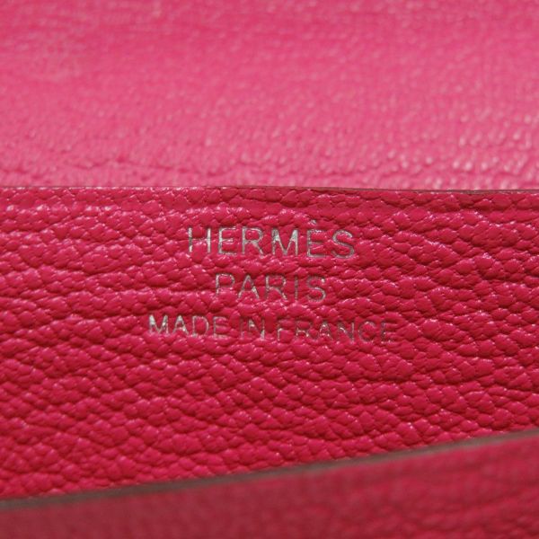 エルメス 長財布 ベアンスフレ マチ有り ローズティリアン/シルバー金具 オーストリッチ Y刻印 HERMES 財布