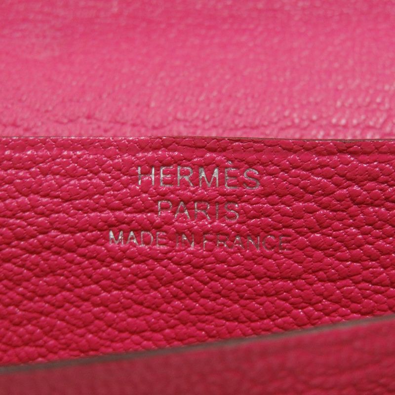 エルメス 長財布 ベアンスフレ マチ有り ローズティリアン/シルバー金具 オーストリッチ Y刻印 HERMES 財布