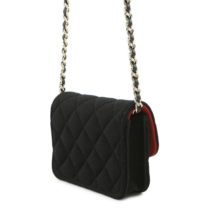 シャネル チェーンショルダーバッグ ココマーク マトラッセ ジャージ CHANEL ノベルティ 黒