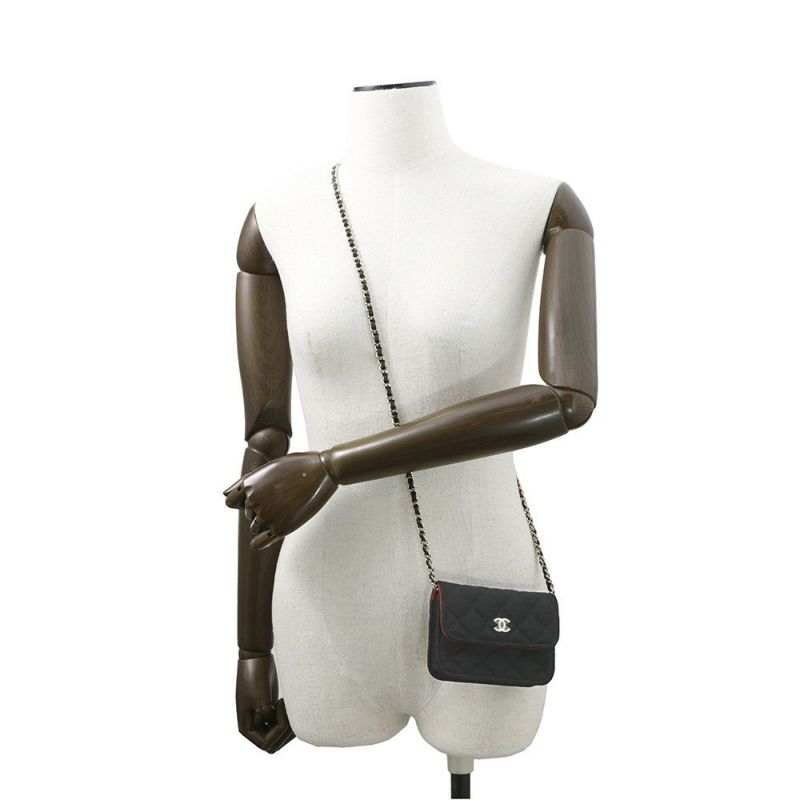 シャネル チェーンショルダーバッグ ココマーク マトラッセ ジャージ CHANEL ノベルティ 黒