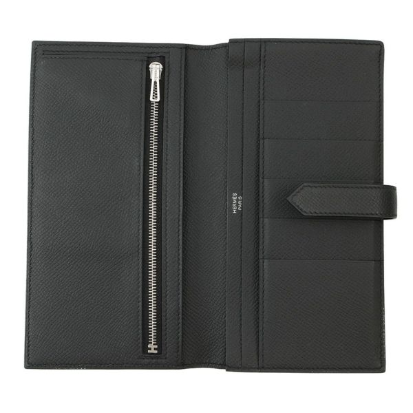エルメス 長財布 ベアンスフレ マチ有り ブラック/ブラック金具 エプソン U刻印 HERMES 財布 モノクローム 黒