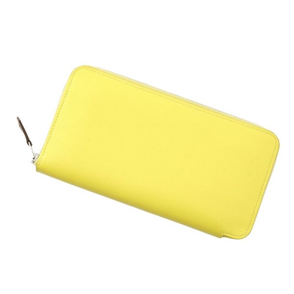 エルメス 長財布 アザップロング シルクイン ライム/シルバー金具 エバーカラー B刻印 財布
