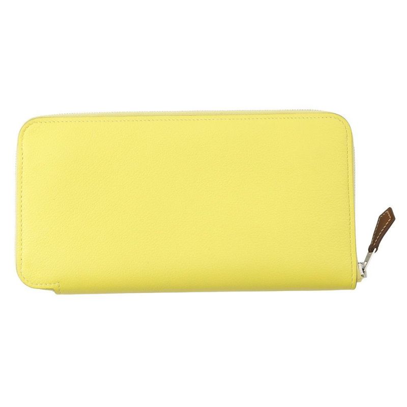 エルメス 長財布 アザップロング シルクイン ライム/シルバー金具 エバーカラー B刻印 財布