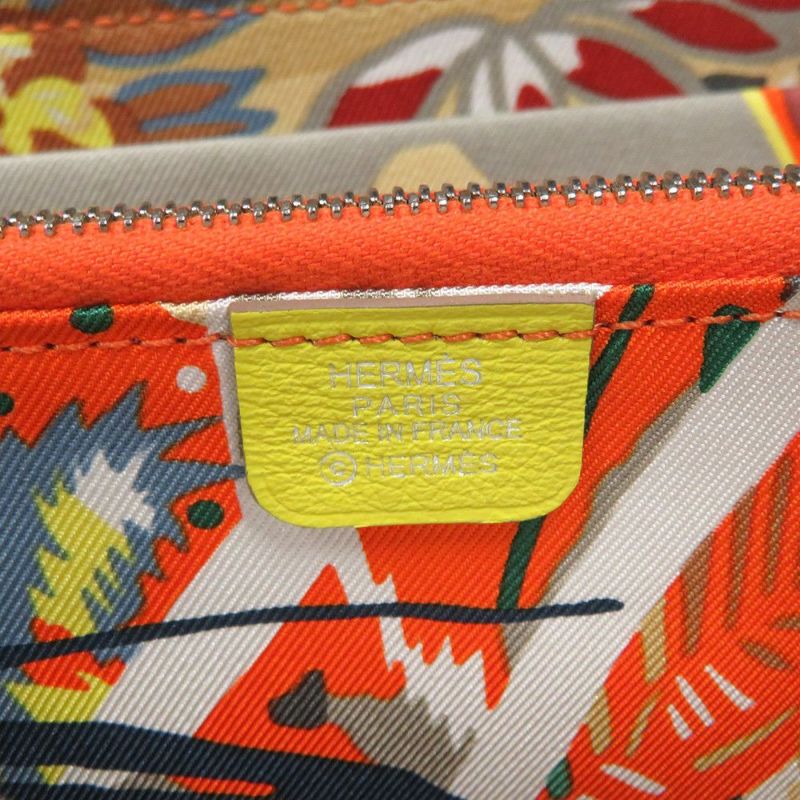 エルメス 長財布 アザップロング シルクイン ライム/シルバー金具 エバーカラー B刻印 財布