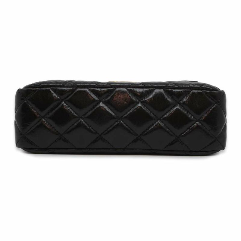 シャネル チェーンショルダーバッグ ホーボー マトラッセ ココマーク シャイニー カーフレザー AS3690 黒