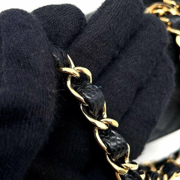 シャネル チェーンショルダーバッグ マトラッセ23 ココマーク ダブルチェーン キャビアスキン A01113 黒