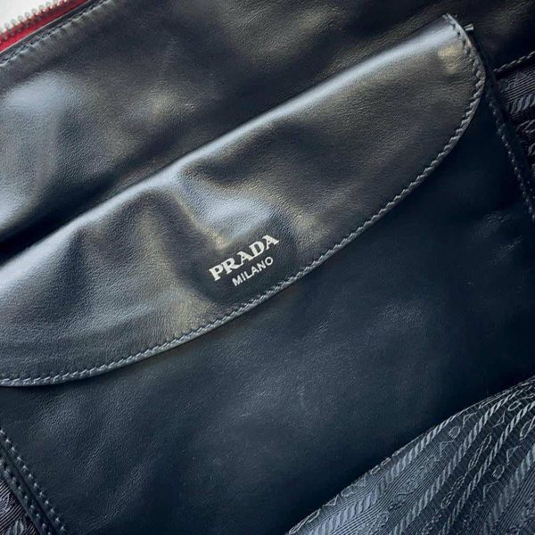 プラダ ハンドバッグ レオパード ナイロン ハラコ オーストリッチ 1BA004 PRADA バッグ 黒 アウトレット品