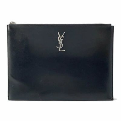 サンローランパリ クラッチバッグ モノグラム ジップ タブレットホルダー 453249 SAINT LAURENT PARIS 黒 安心保証