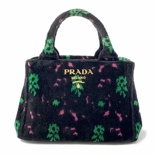 プラダ ハンドバッグ カナパ ミニ ベロア 1BA038 PRADA バッグ 2wayショルダーバッグ 黒