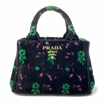 プラダ ハンドバッグ カナパ ミニ ベロア 1BA038 PRADA バッグ 2wayショルダーバッグ 黒 安心保証