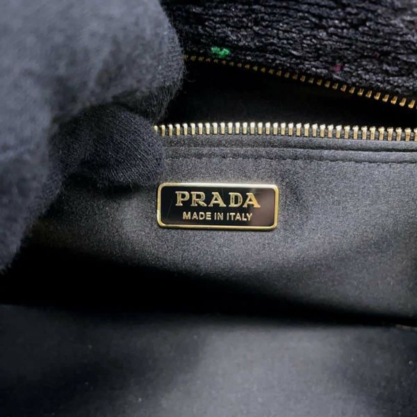 プラダ ハンドバッグ カナパ ミニ ベロア 1BA038 PRADA バッグ 2wayショルダーバッグ 黒