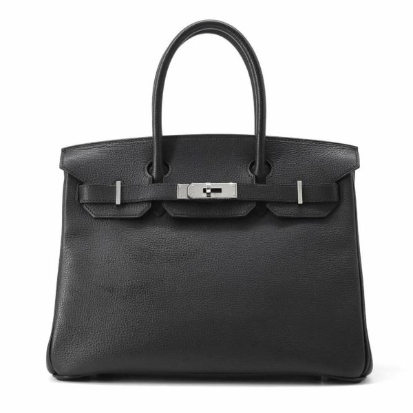 エルメス バーキン30 ブラック/シルバー金具 ヴァッシュリエジェ □K刻印 HERMES Birkin ハンドバッグ 黒