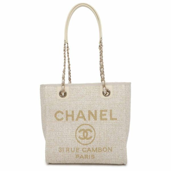 シャネル トートバッグ ドーヴィル チェーントートPM ココマーク キャンバス A66939 CHANEL バッグ