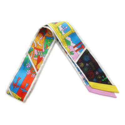 *美品* HERMES ツイリー　春夏 極美品 花柄 可愛い エルメス ツイリー ブリッドドゥガラアン