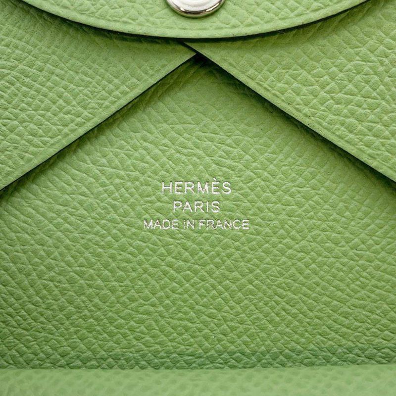 エルメス コインケース カルヴィ デュオ ヴェールクリケット/シルバー金具 ヴォーエプソン B刻印