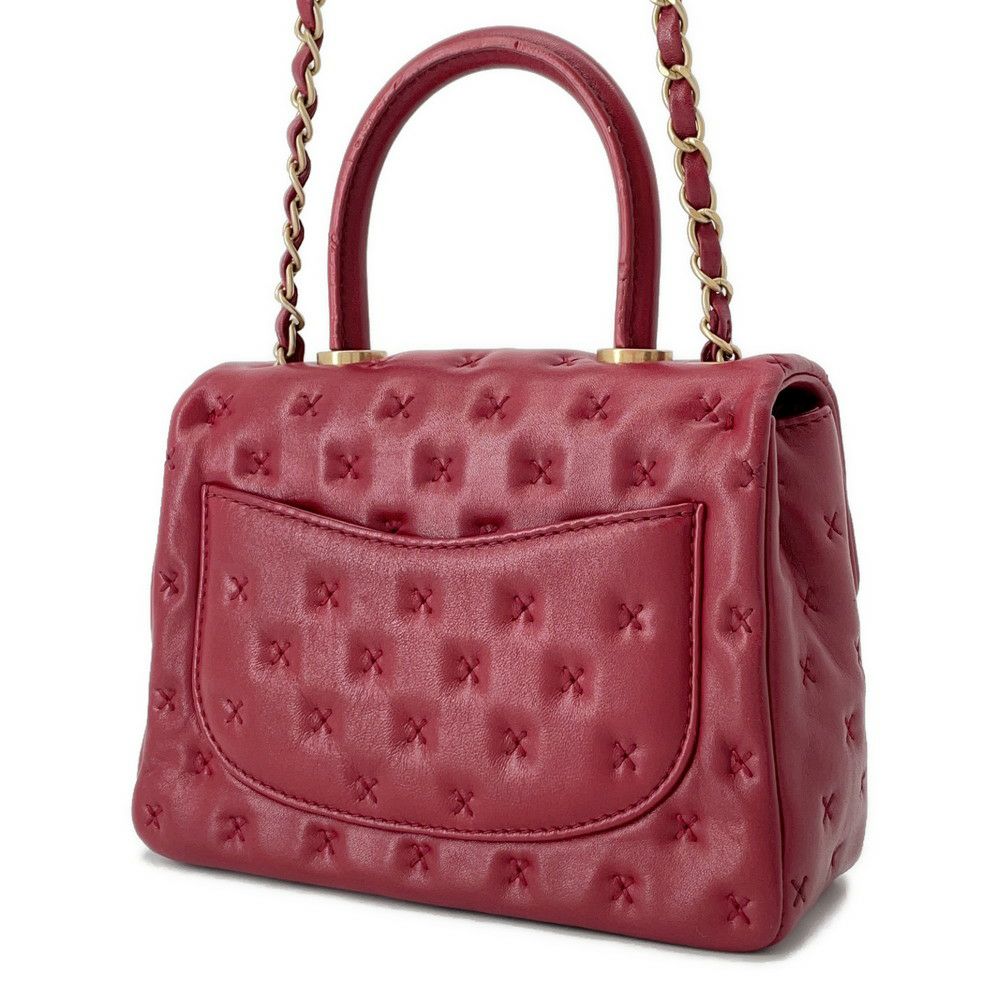 シャネル ハンドバッグ クロスステッチ ココマーク トップハンドル ラムスキン A98724 CHANEL  ショルダーバッグ