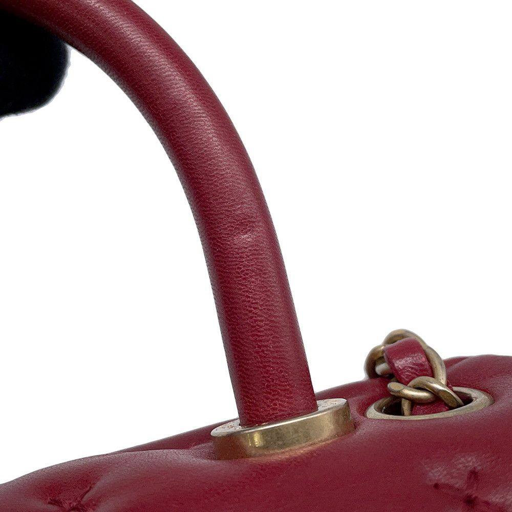 シャネル ハンドバッグ クロスステッチ ココマーク トップハンドル ラムスキン A98724 CHANEL  ショルダーバッグ