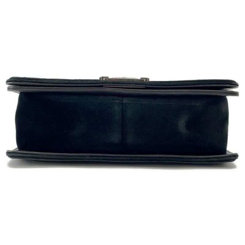 シャネル チェーンショルダーバッグ ボーイシャネル 25 マトラッセ ベロア CHANEL バッグ 黒