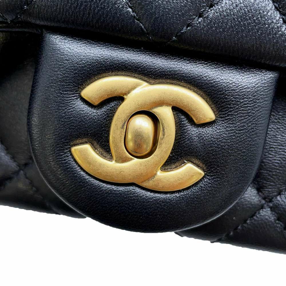 シャネル チェーンショルダーバッグ ココマーク マトラッセ20 ココボール ラムスキン AS1787 CHANEL 黒