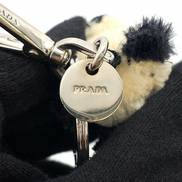 プラダ バッグチャーム パンダ ラインストーン モヘア 1ARA22 PRADA キーホルダー