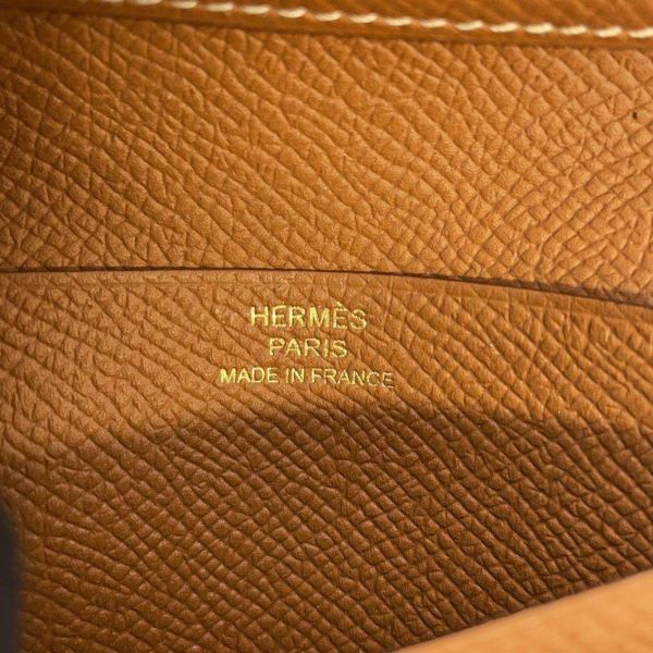 エルメス 二つ折り財布 ベアンコンパクト ゴールド/ゴールド金具 ヴォーエプソン Y刻印 HERMES 財布