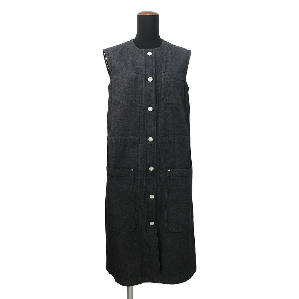 エルメス ワンピース セリエボタン ノースリーブ デニム レディースサイズ36 HERMES 黒