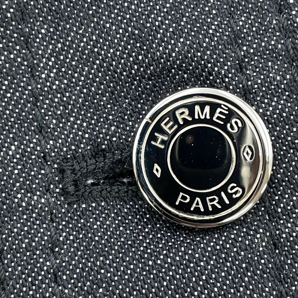 エルメス ワンピース セリエボタン ノースリーブ デニム レディースサイズ36 HERMES 黒
