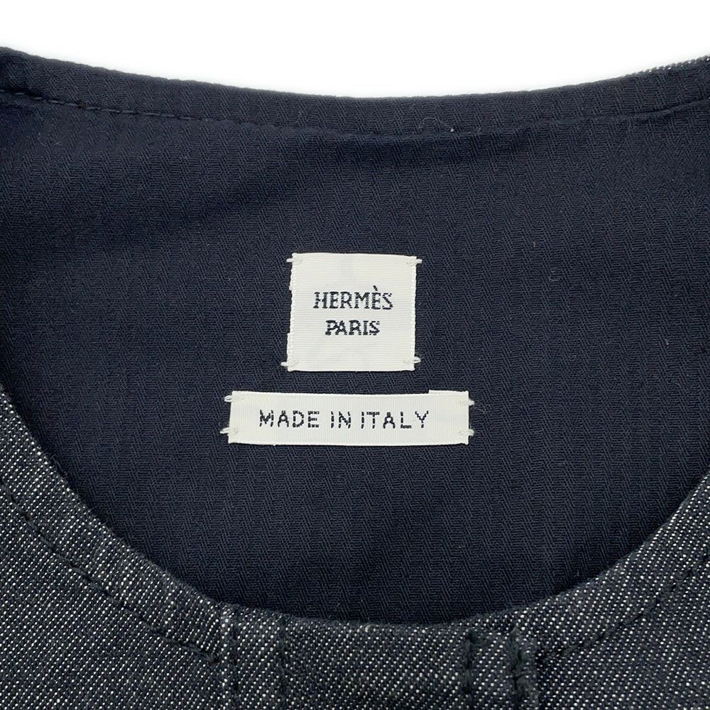 エルメス ワンピース セリエボタン ノースリーブ デニム レディースサイズ36 HERMES 黒