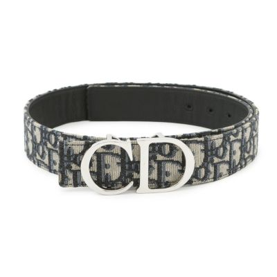 【美品】Dior リバーシブルベルト ジャガード ストラップ 総柄 グレー 黒 美品】Dior リバーシブルベルト ジャガード ストラップ 総柄