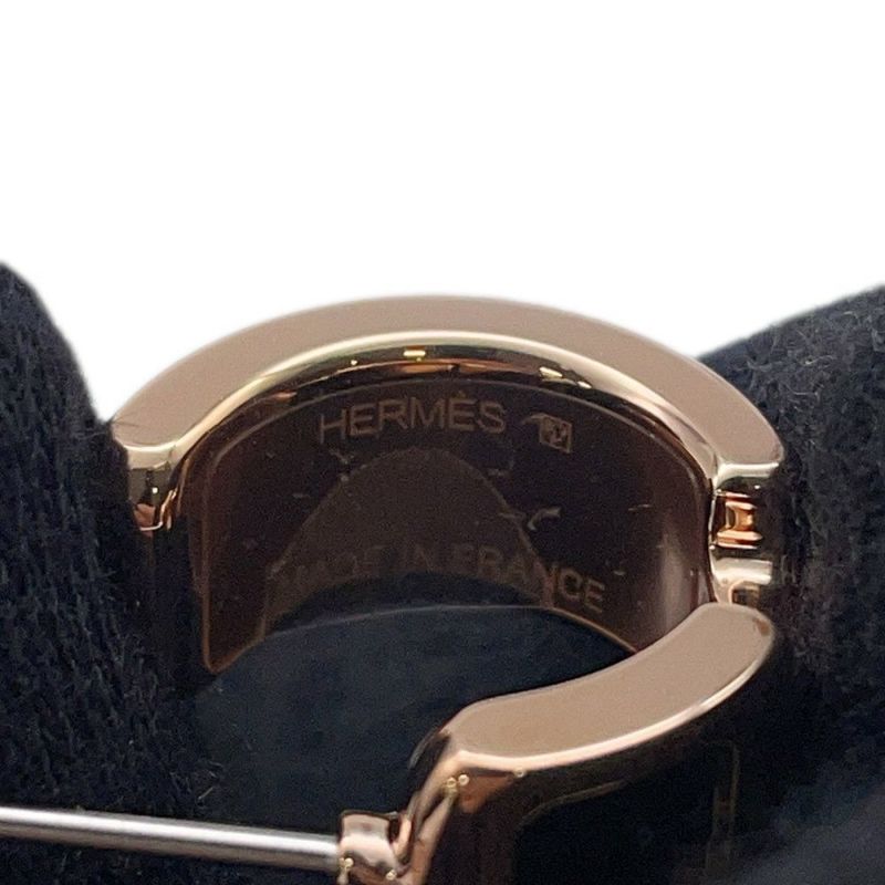 エルメス ピアス オランプPM ブラック/ピンクゴールド金具 ボックスカーフ HERMES アクセサリー 黒