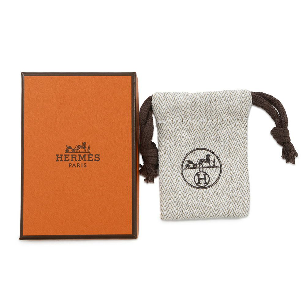 エルメス ピアス オランプPM ブラック/ピンクゴールド金具 ボックスカーフ HERMES アクセサリー 黒