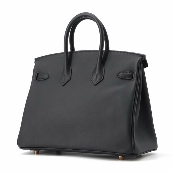 エルメス バーキン25 ブラック/ピンクゴールド金具 スイフト U刻印 HERMES Birkin ハンドバッグ 黒