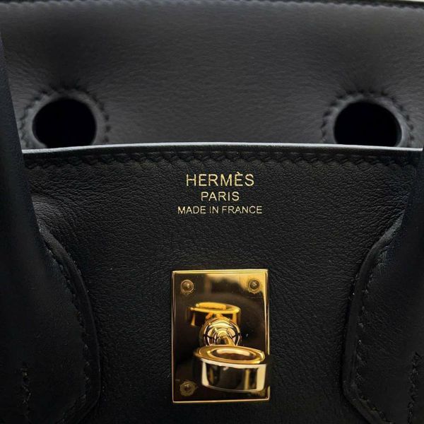 エルメス バーキン25 ブラック/ピンクゴールド金具 スイフト U刻印 HERMES Birkin ハンドバッグ 黒