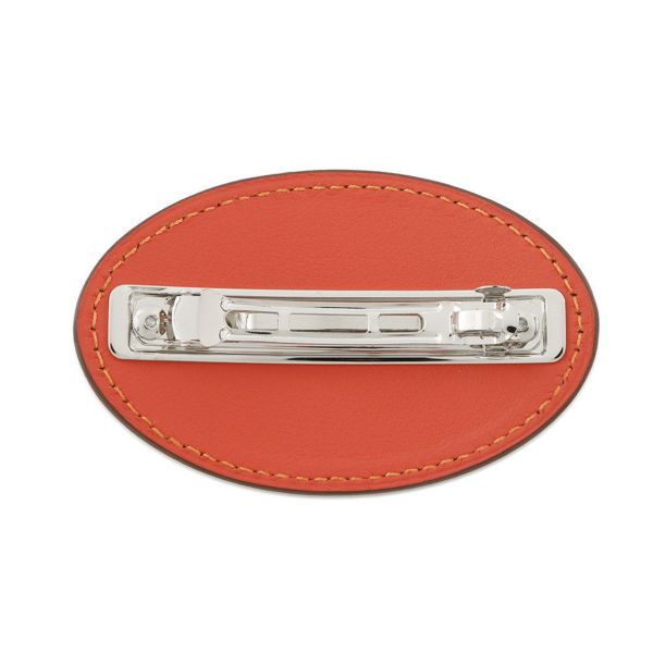 エルメス バレッタ エブリンPM オランジュ・フィールド/シルバー金具 スイフト HERMES ヘアアクセサリー