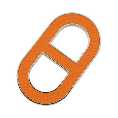 HERMES ブローチ　シェーヌダンクル　オレンジ 直営店♪ギフトに大人気☆HERMES☆【シェーヌダンクル】ブローチ