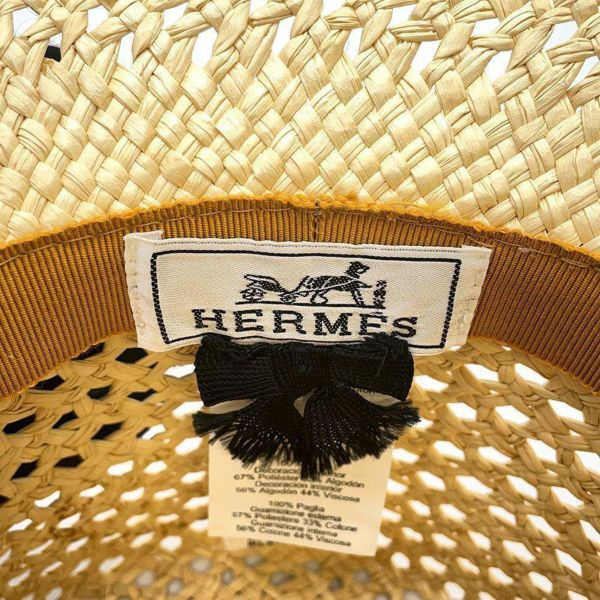 エルメス ストローハット アデル Hロゴ サイズ58 HERMES 帽子 麦わら帽子