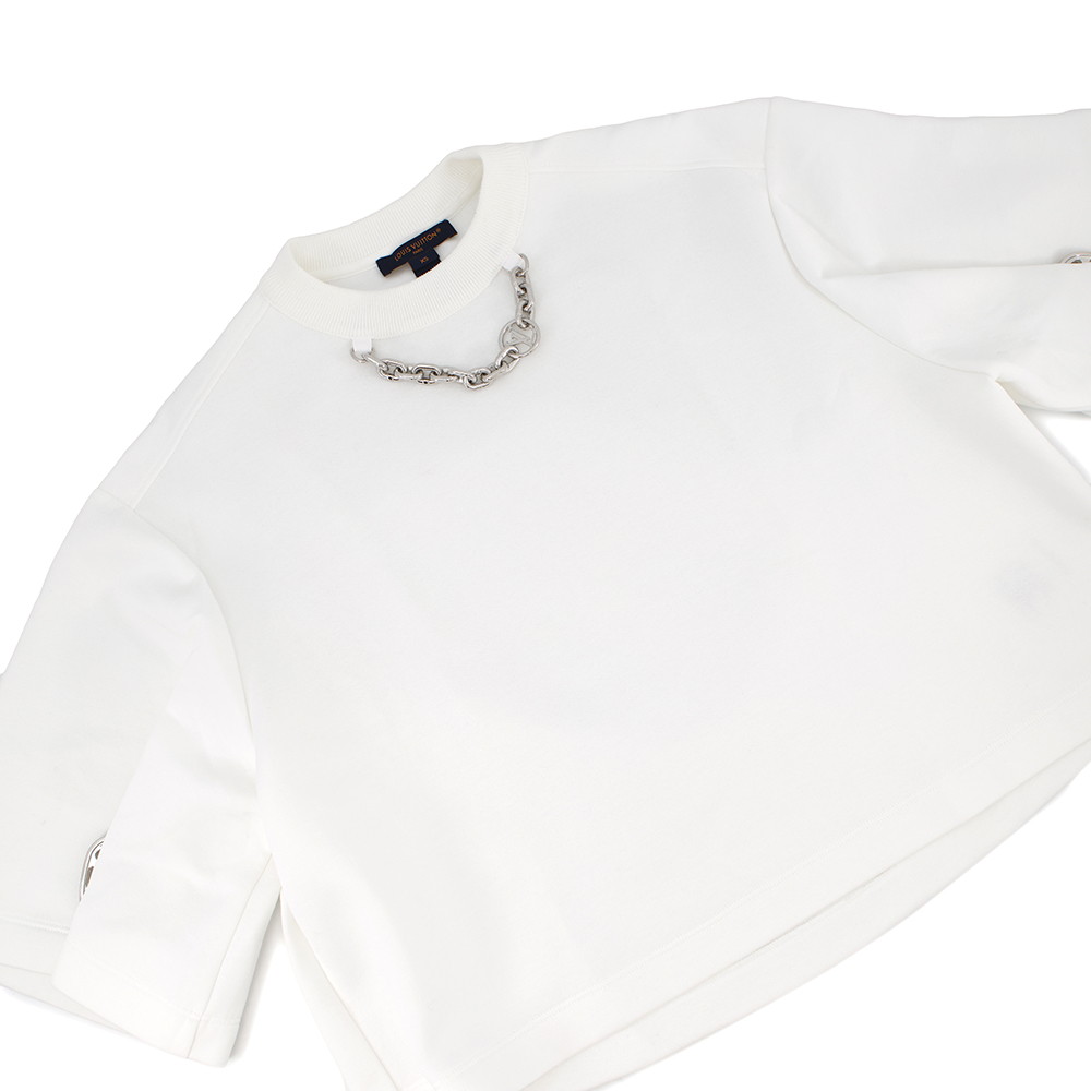 ルイヴィトン Tシャツ スナップスリーブクロップトップ  コットン レディースサイズXS 1AFTR3 LOUIS VUITTON トップス 白