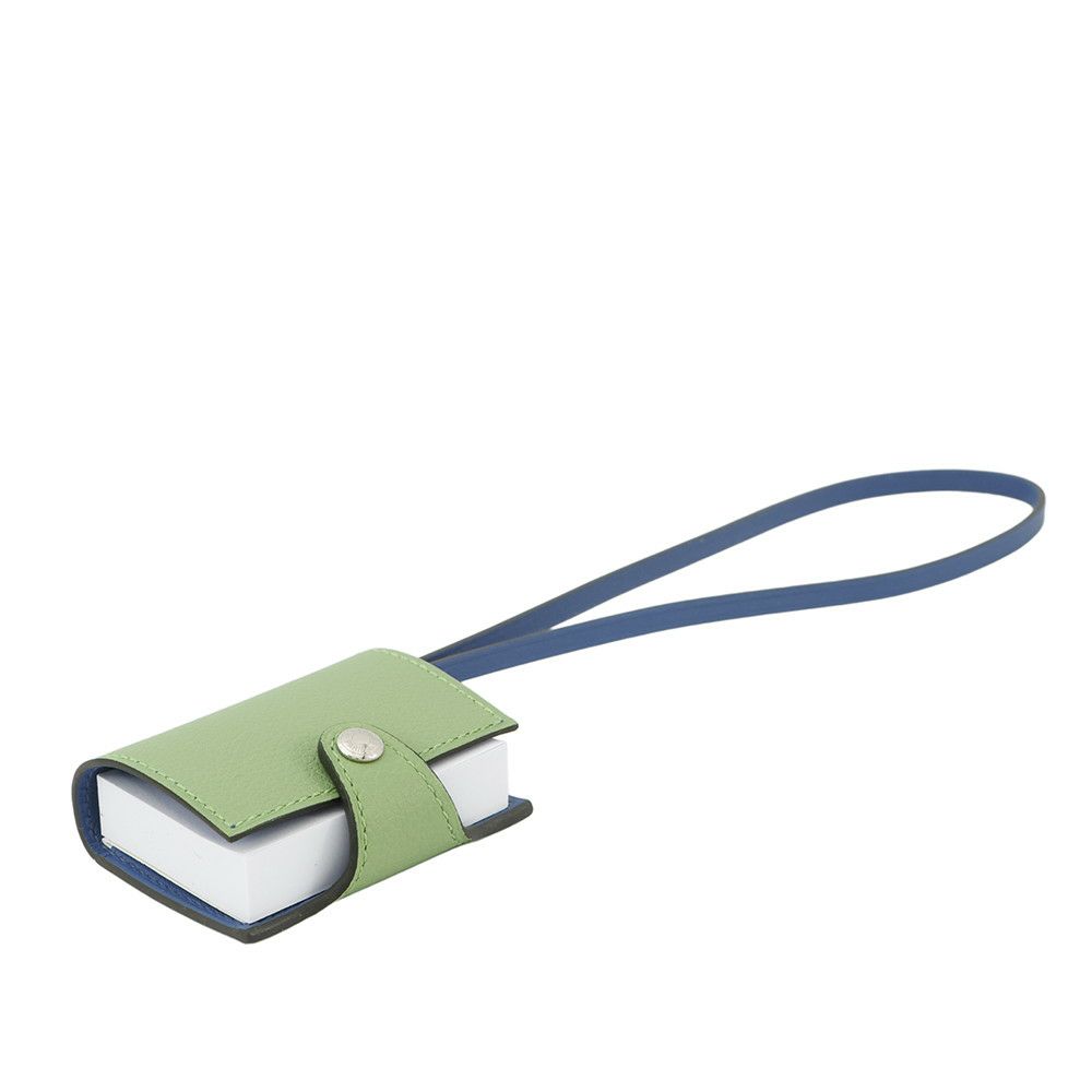 エルメス バッグチャーム ユリス ナノ ヴェルソ ヴェールクリケット/ブルーフランス/シルバー金具  エバーカラー Z刻印