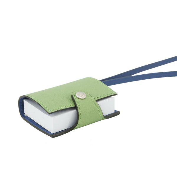 エルメス バッグチャーム ユリス ナノ ヴェルソ ヴェールクリケット/ブルーフランス/シルバー金具  エバーカラー Z刻印