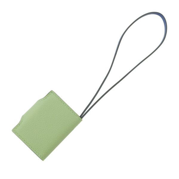 エルメス バッグチャーム ユリス ナノ ヴェルソ ヴェールクリケット/ブルーフランス/シルバー金具  エバーカラー Z刻印