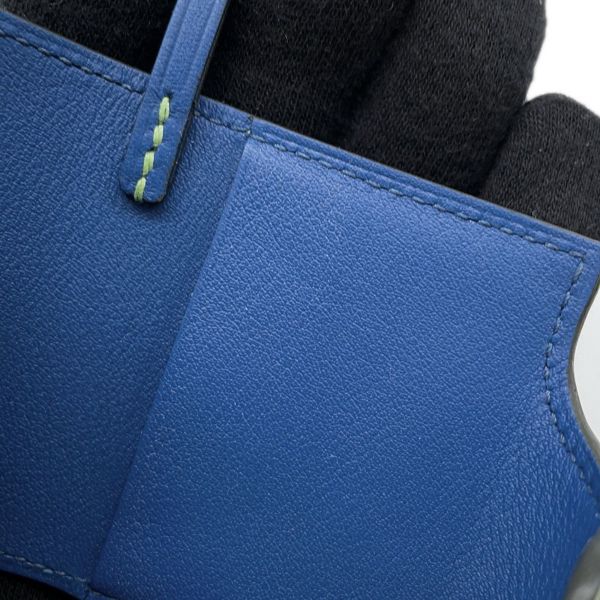 エルメス バッグチャーム ユリス ナノ ヴェルソ ヴェールクリケット/ブルーフランス/シルバー金具  エバーカラー Z刻印