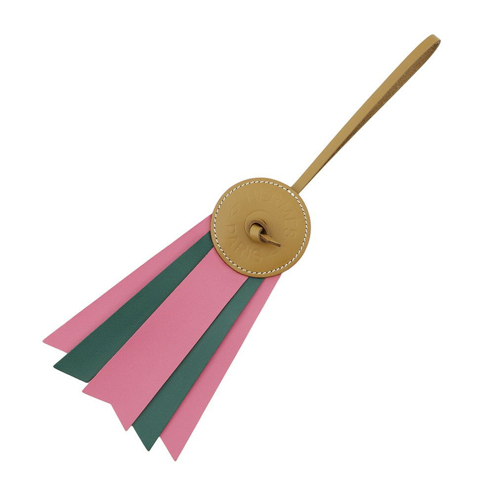 エルメス バッグチャーム パドック フロット ナチュラルサブレ/ローズアザレ/マラカイト ヴァッシュハンター/ラムスキン