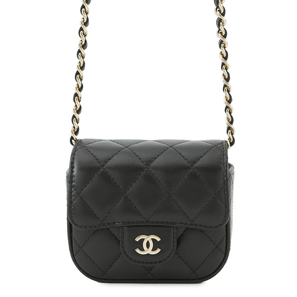 シャネル チェーンショルダーバッグ マトラッセ ココマーク クラシック チェーンクラッチ ラムスキン AP2475 CHANEL 黒