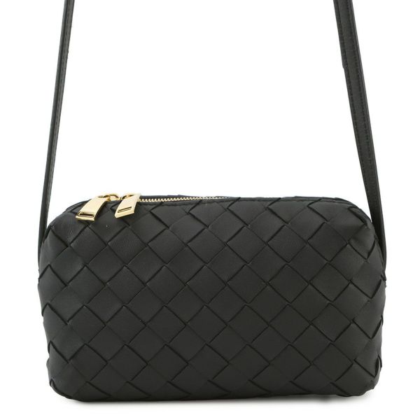 ボッテガヴェネタ ショルダーバッグ イントレチャート レザー 609407 BOTTEGA VENETA 黒