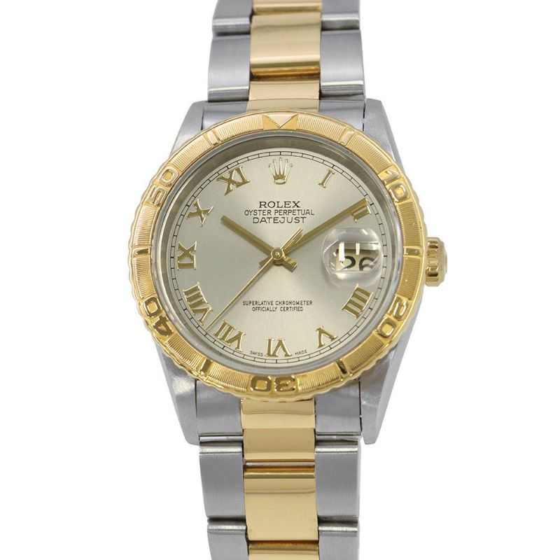 ロレックス デイトジャスト サンダーバード T番 SS/K18YG 16263 ROLEX 腕時計 グレー文字盤 ローマン