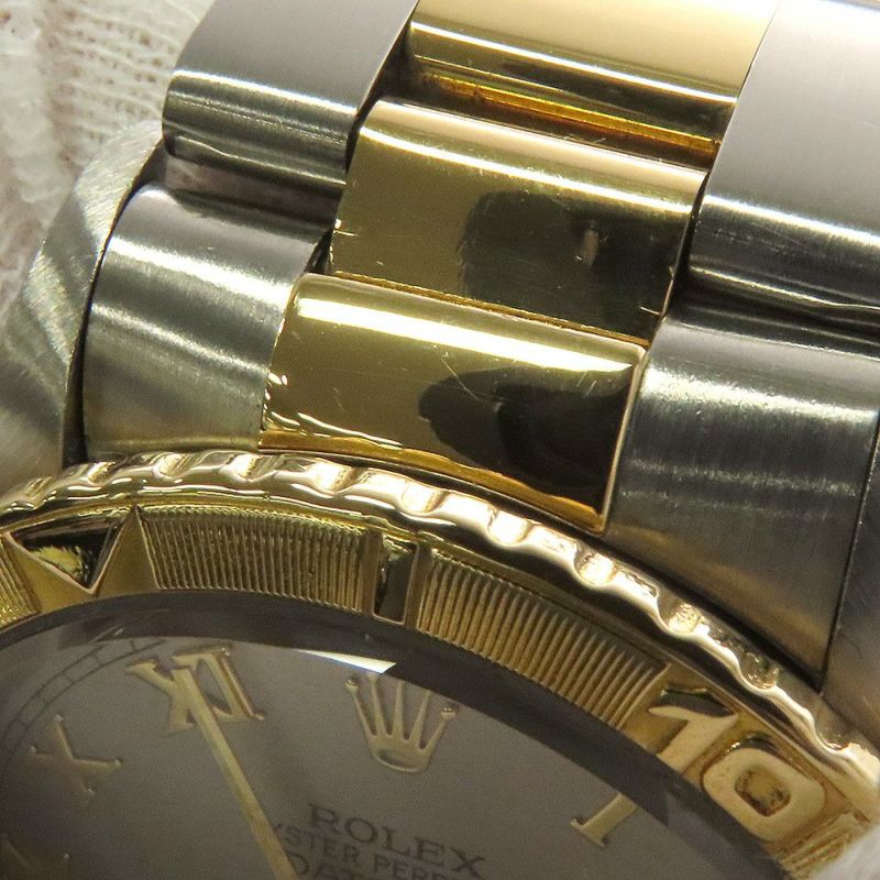ロレックス デイトジャスト サンダーバード T番 SS/K18YG 16263 ROLEX 腕時計 グレー文字盤 ローマン