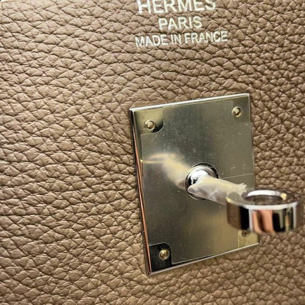 エルメス バーキン40 エトゥープ/シルバー金具 トゴ U刻印 HERMES Birkin ハンドバッグ