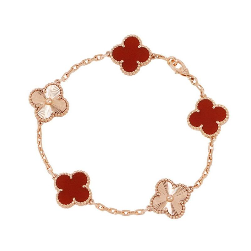 ヴァンクリーフ＆アーペル ブレスレット ヴィンテージ アルハンブラ ブレスレット 5モチーフ カーネリアン ギヨシェ K18PG VCARP7RP00