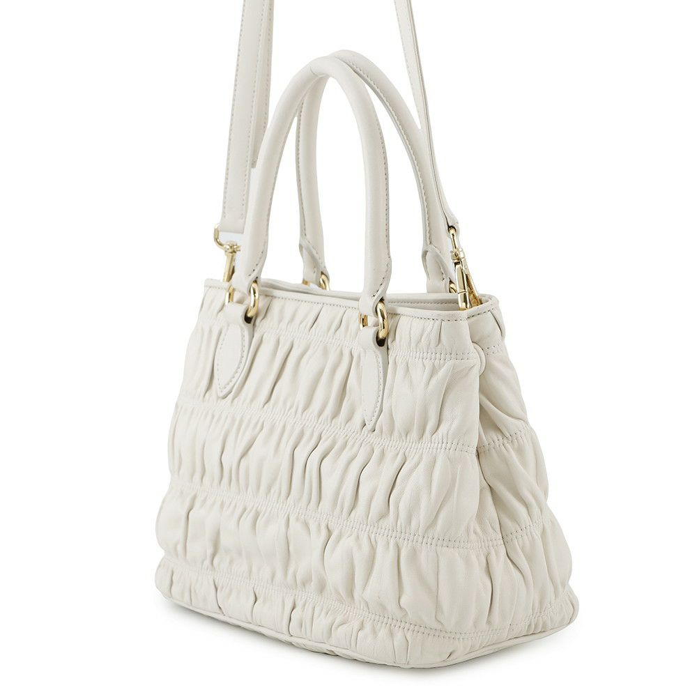 プラダ ハンドバッグ ギャザー レザー 1BA172 PRADA 2way 白